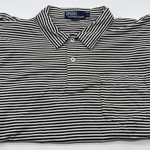 Vintage Polo Ralph Lauren Short Sleeve Polo Mens‎ XL Black White Stripe Preppy